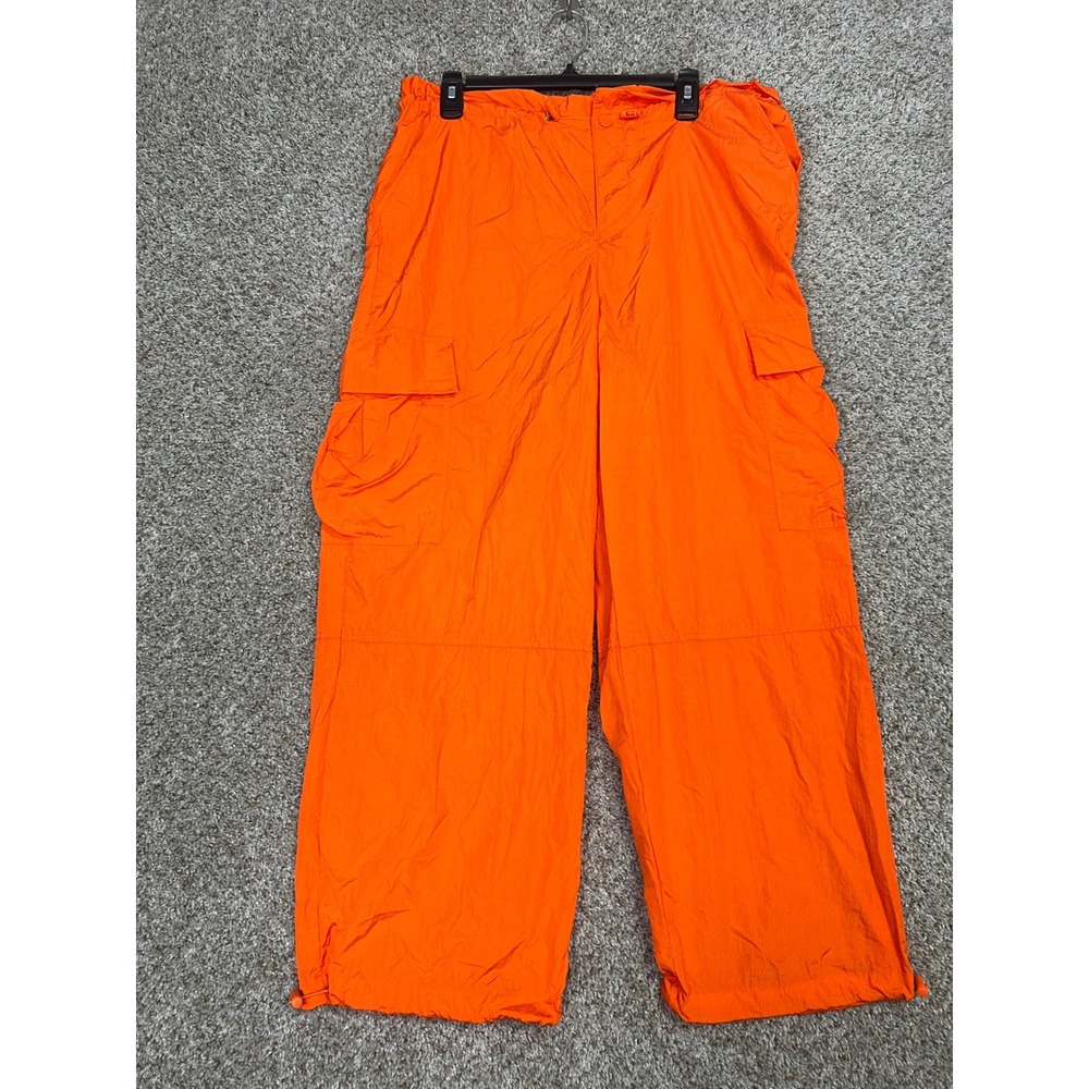 Future Collective Alani Noelle Orange Nylon Cargo Pants Wide Leg Womens Small